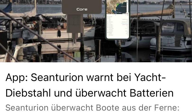 YACHT article preview featuring the SEANTURION CORE hub and mobile app